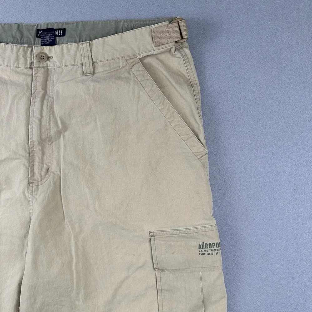 Y2K Aeropostale Baggy Cargo Pants Men's Large Beige Convertible Zip Off Wide Leg - Picture 5 of 16